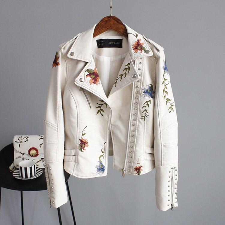 Women's Floral Faux Leather Biker Jacket
