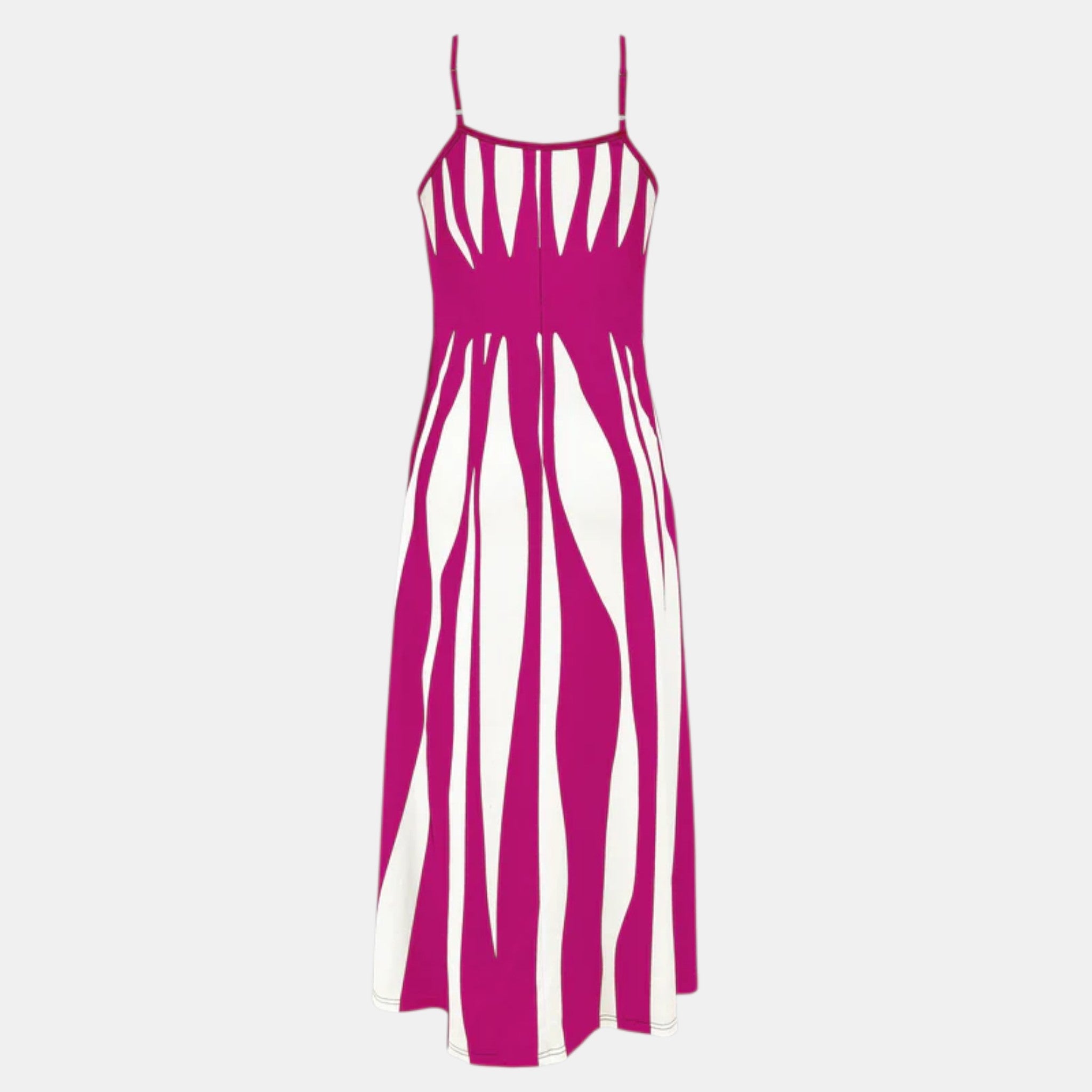Striped Maxi Dress with V-Neck and Adjustable Straps