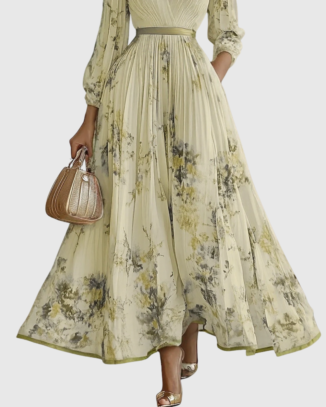 Women's Floral V-Neck Midi Dress
