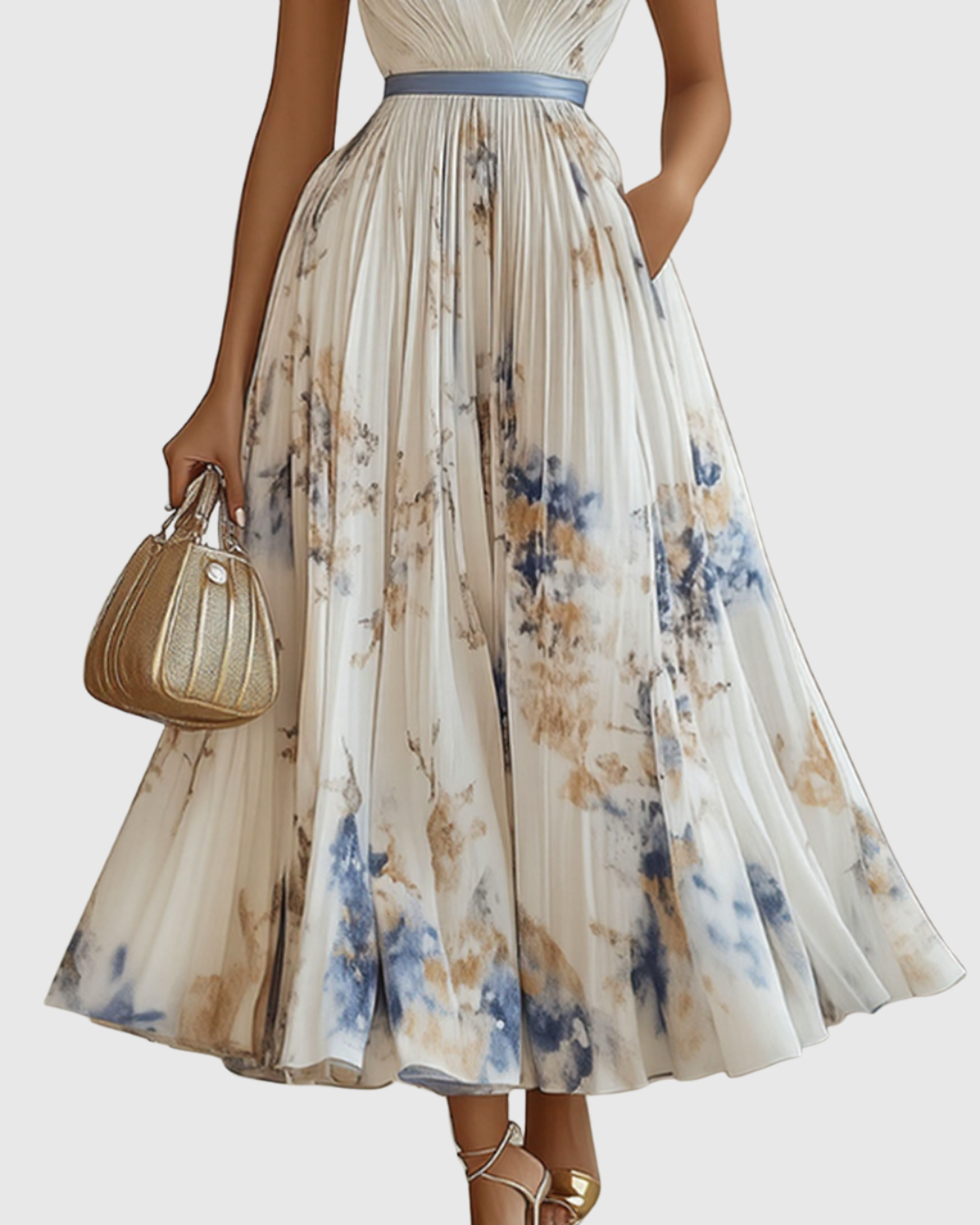 Women's Floral V-Neck Midi Dress