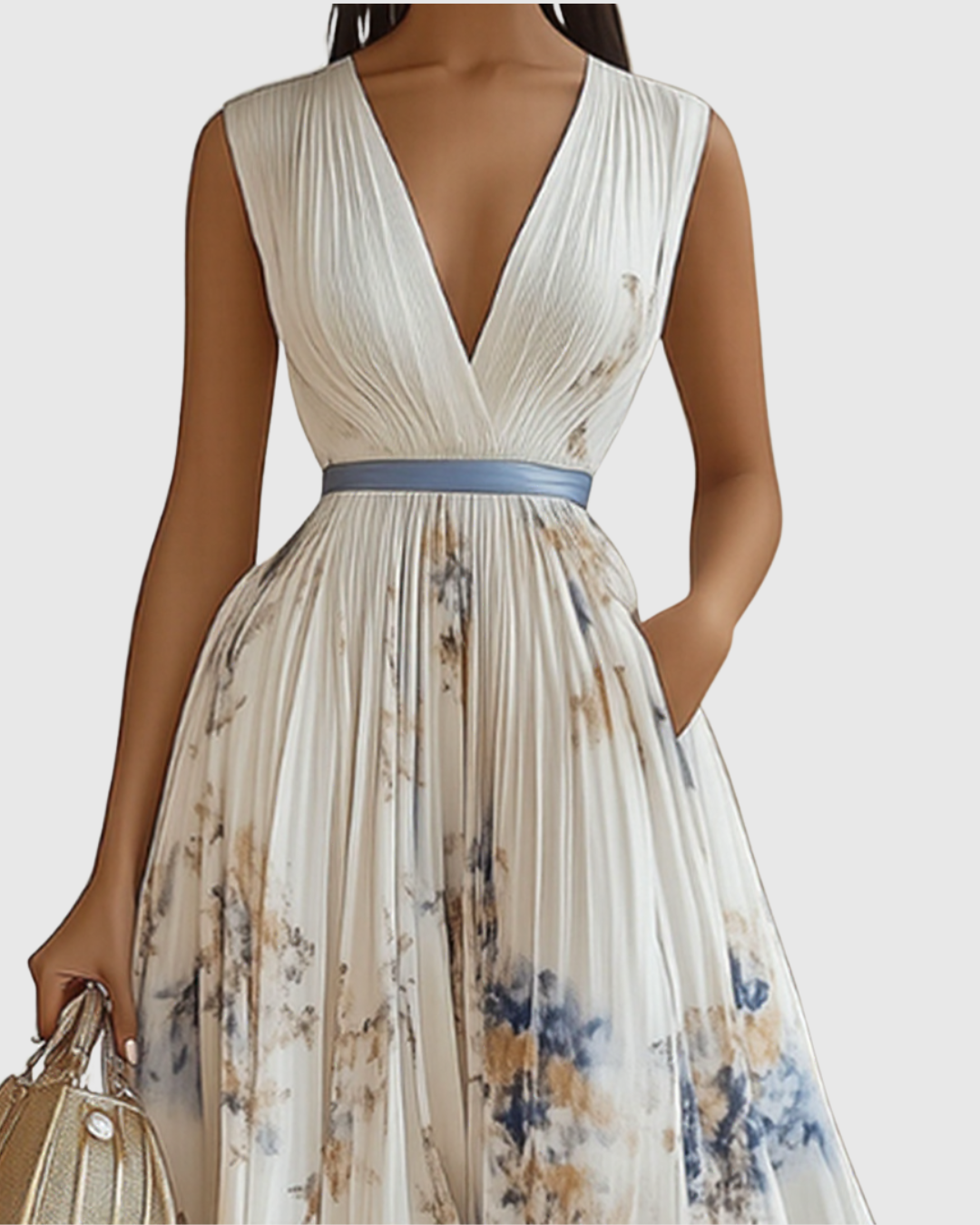 Women's Floral V-Neck Midi Dress