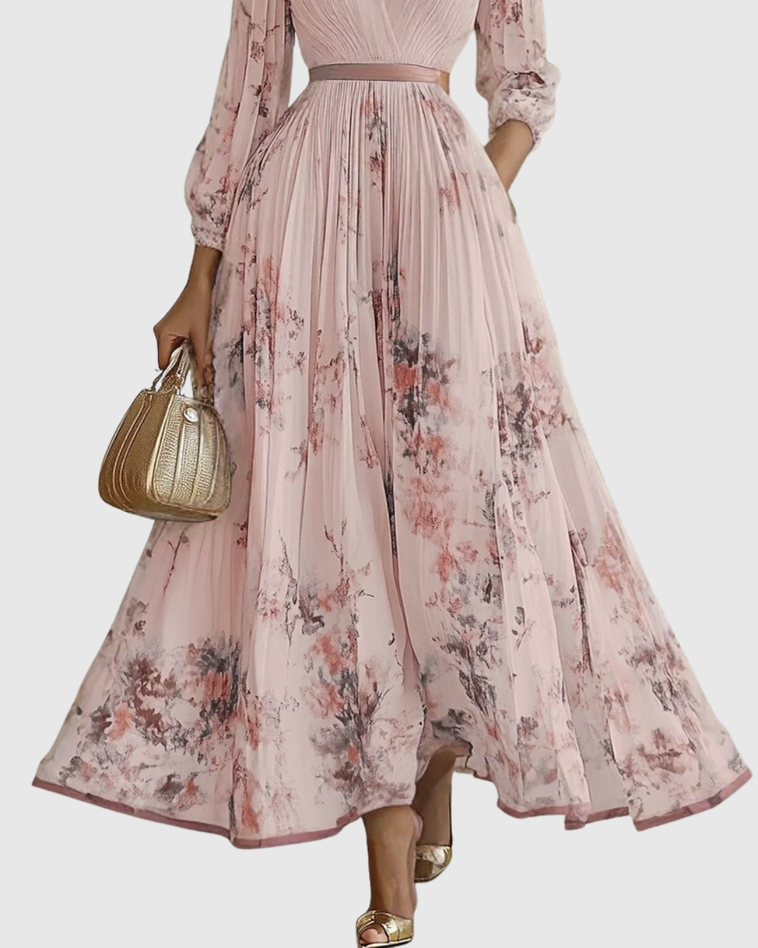 Women's Floral V-Neck Midi Dress