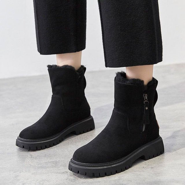 Women's Suede Ankle Boots | Faux Fur Lined Winter Boots