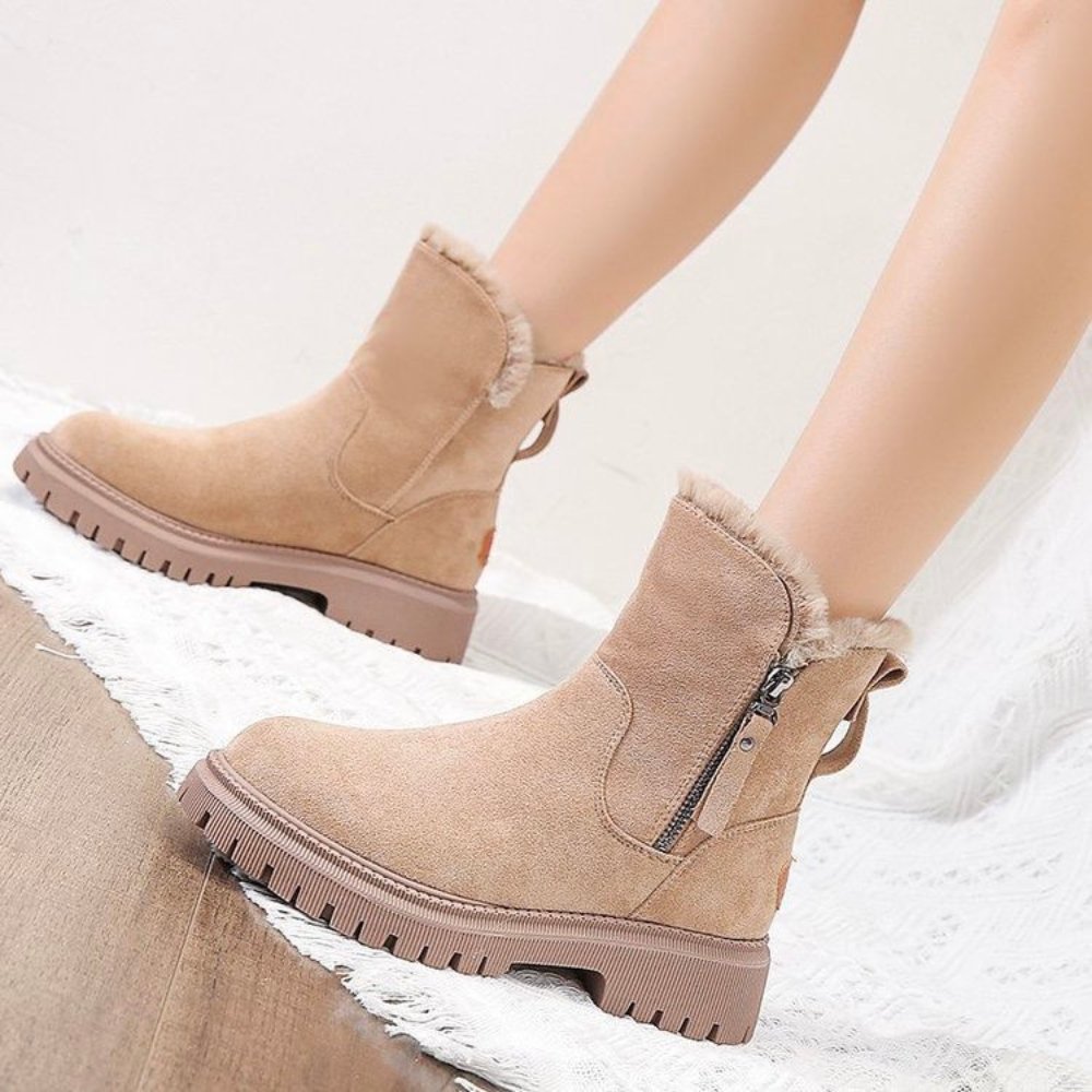 Women's Suede Ankle Boots | Faux Fur Lined Winter Boots