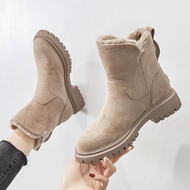Women's Suede Ankle Boots | Faux Fur Lined Winter Boots
