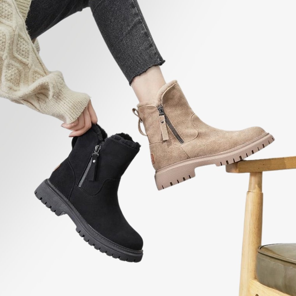 Women's Suede Ankle Boots | Faux Fur Lined Winter Boots