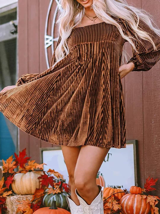 Robe de soirée de Noël pour femme | Mini-robe à manches longues et encolure carrée