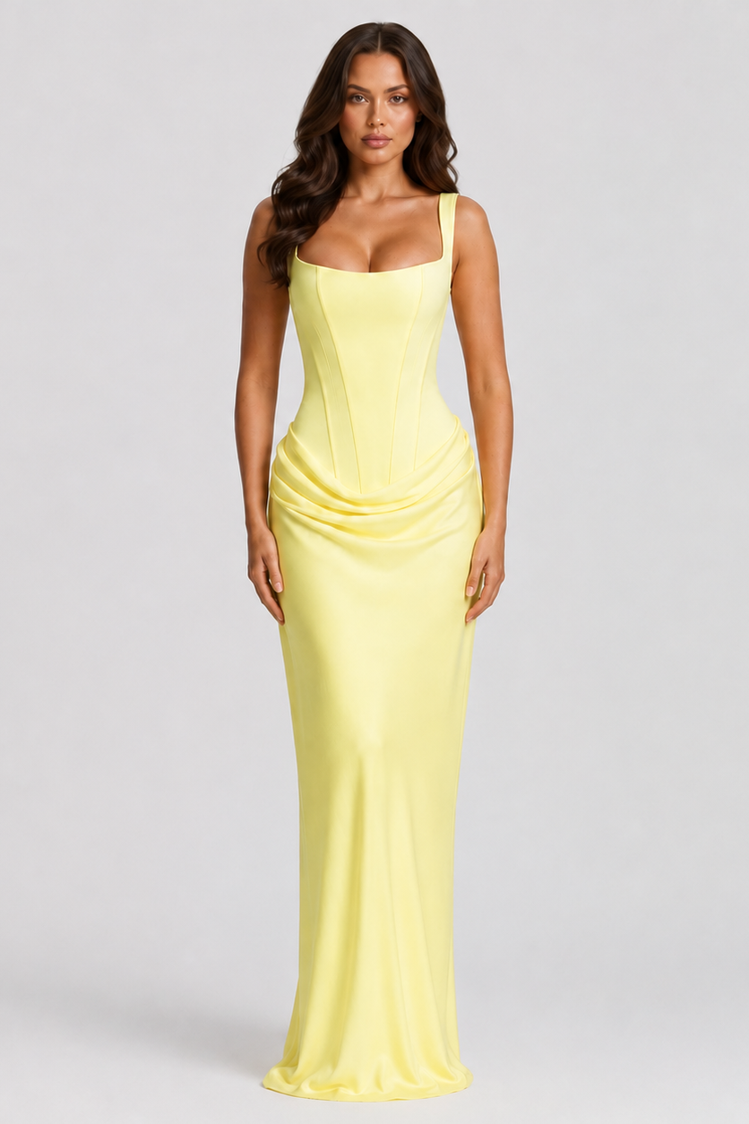 Women's Corset Draped Maxi Dress