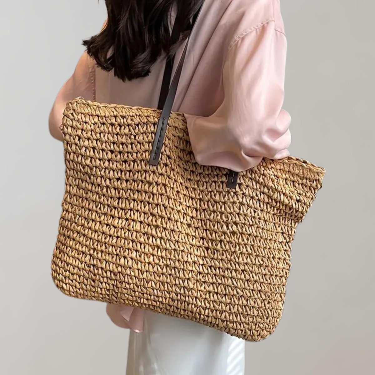 Women's Large Woven Raffia Tote Bag