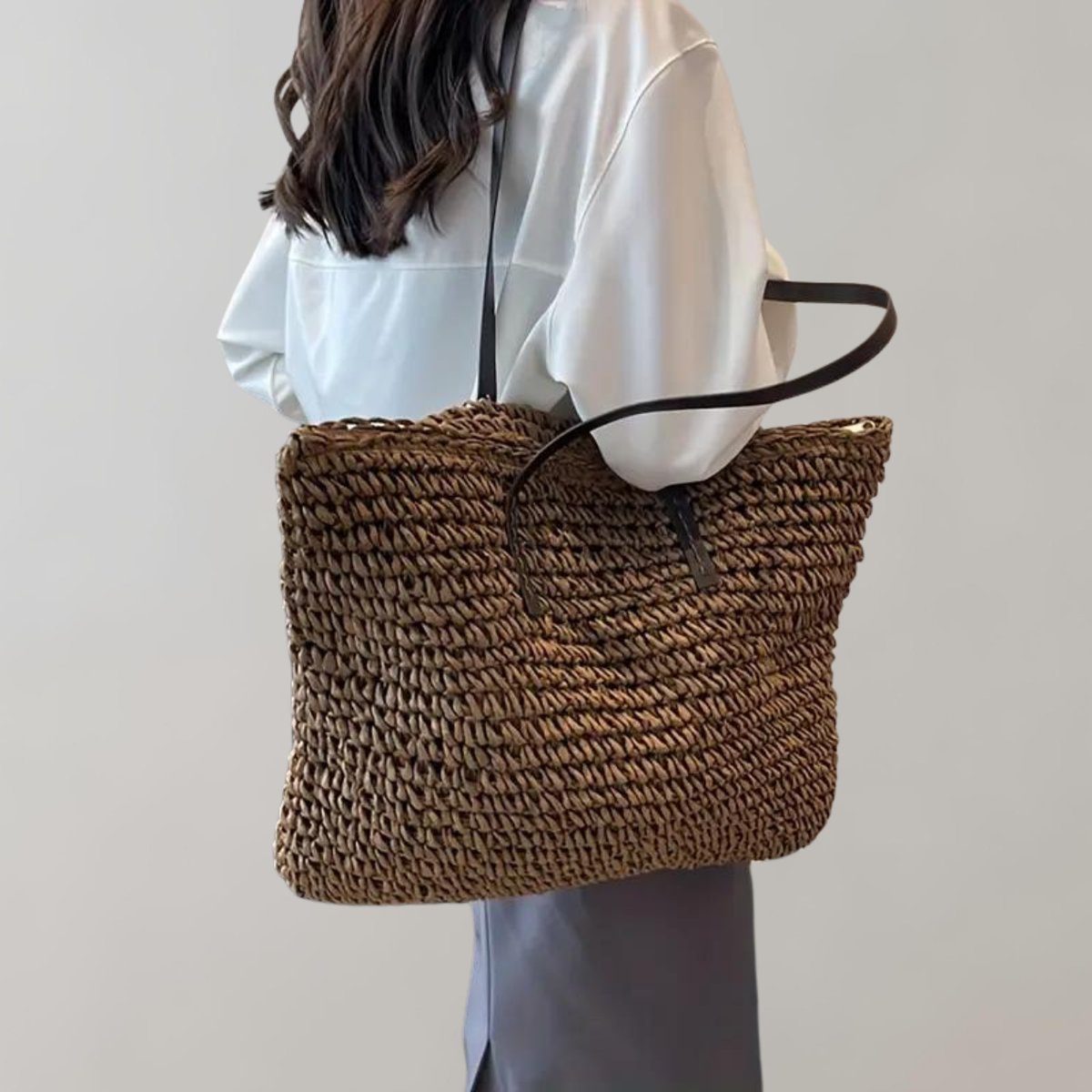 Women's Large Woven Raffia Tote Bag