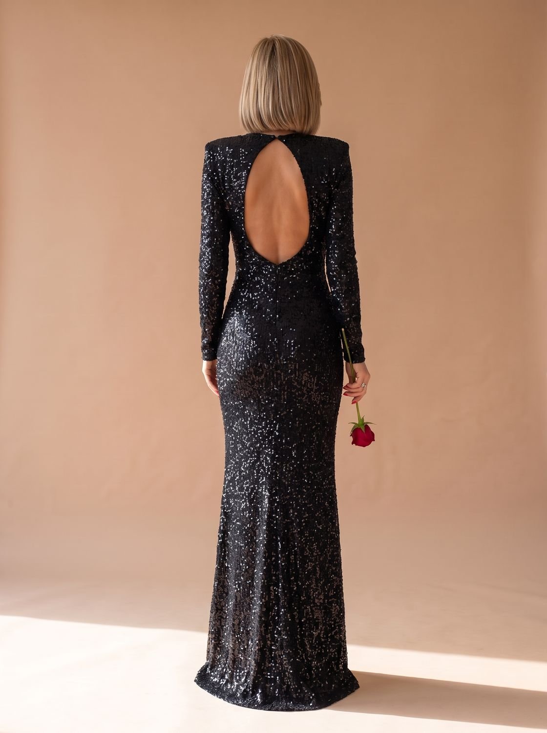 Robe longue à sequins femme | Robe de soirée de Noël à manches longues