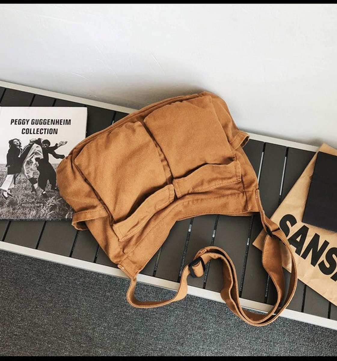 Women's Oversized Canvas Tote Bag with Multiple Pockets