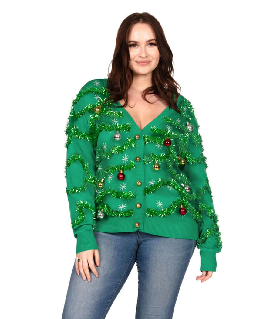 Cardigan de Noël grande taille pour femme avec décorations en 3D