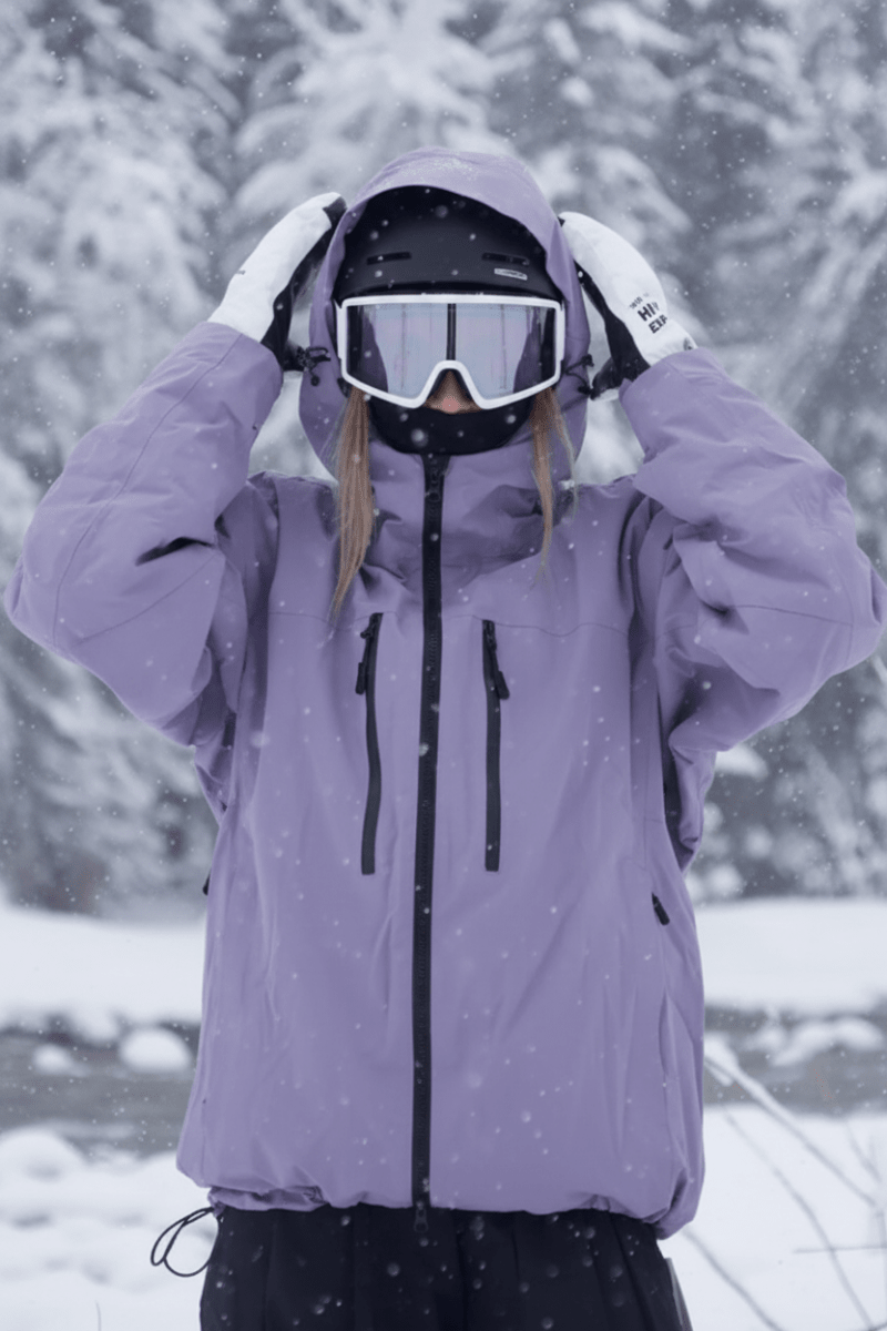 Veste de ski oversize à capuche pour femme | Manteau de snowboard d’hiver