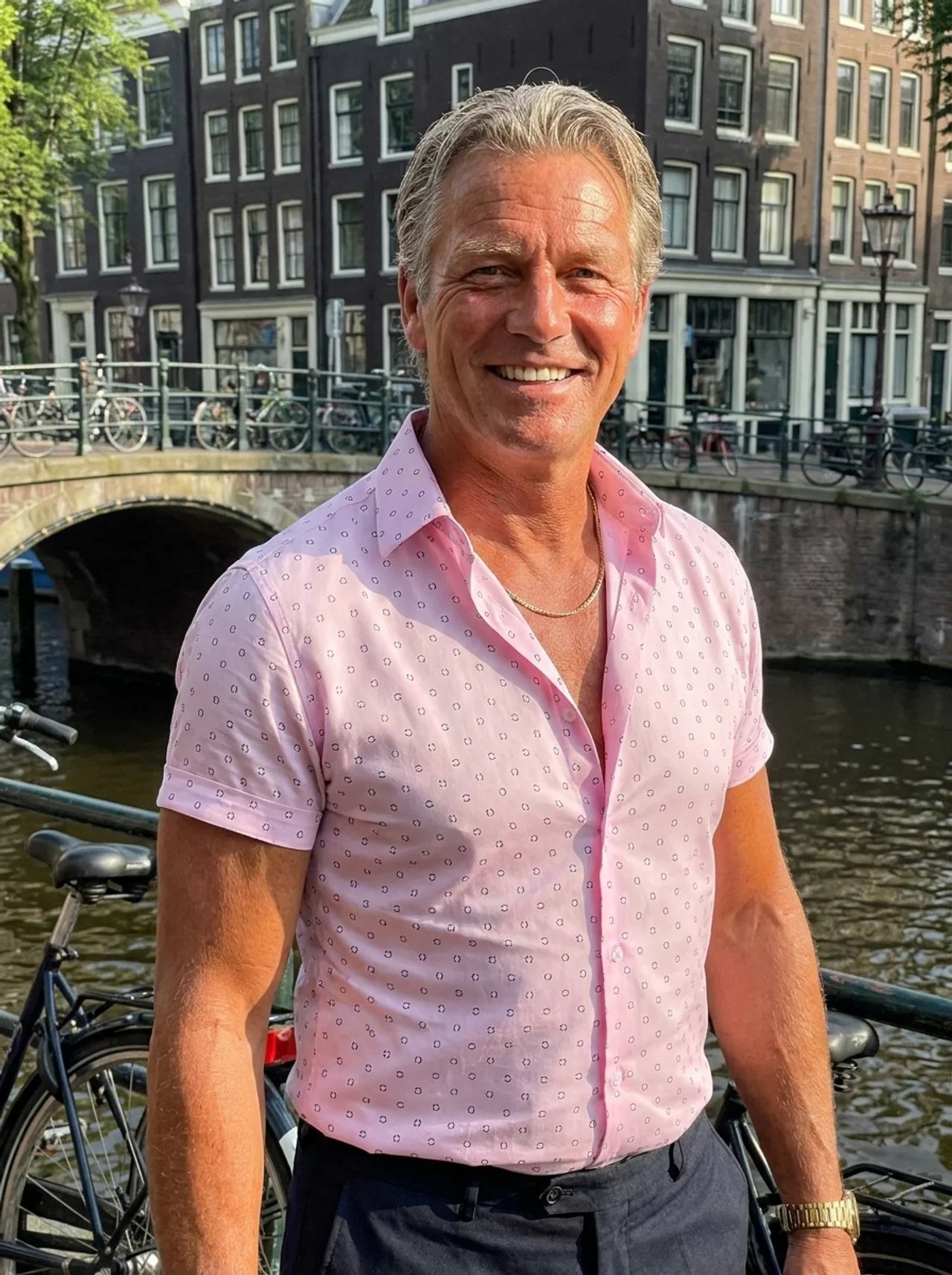 Chemise à manches courtes pour homme à imprimé géométrique