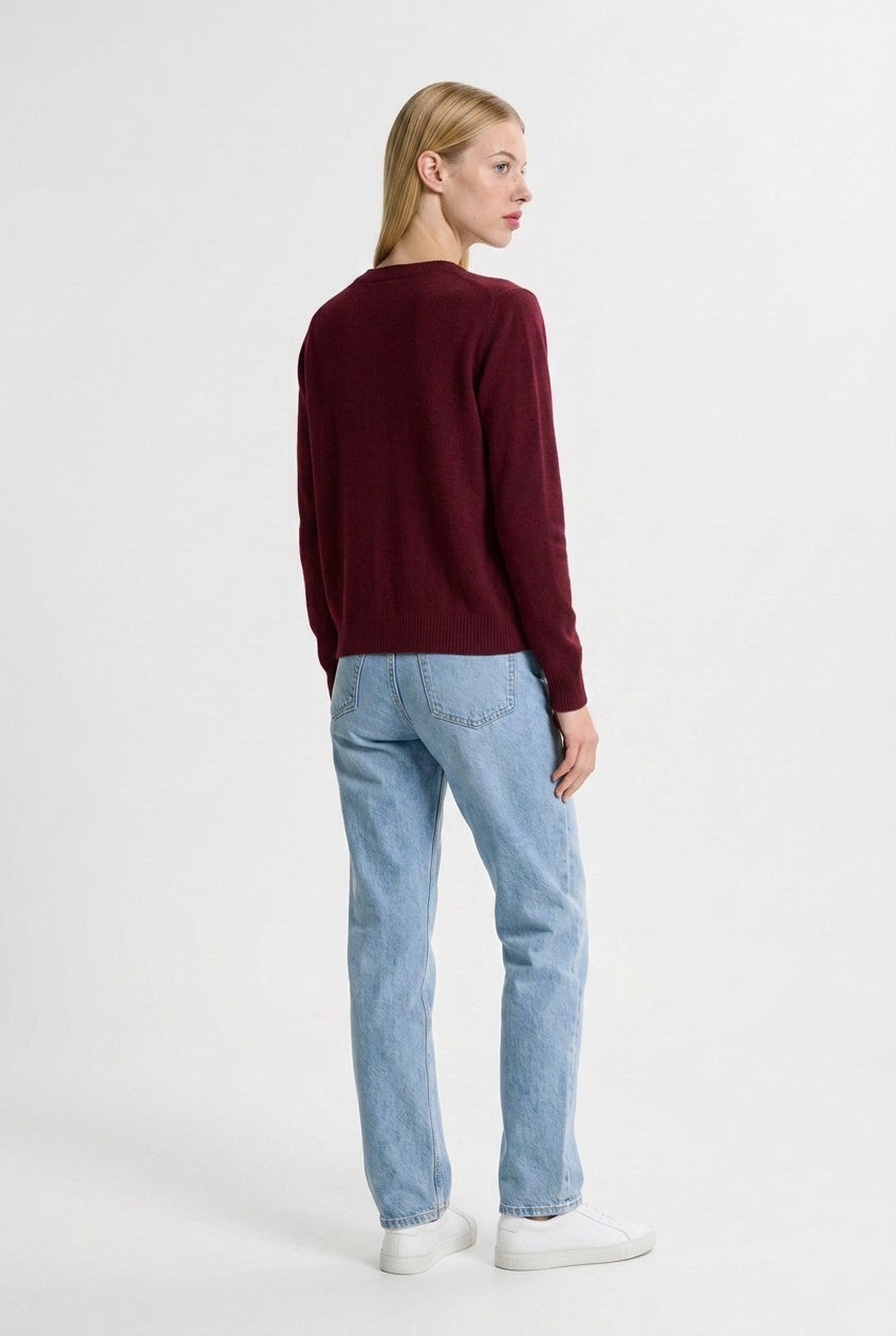 Women's Button Up Cardigan | Relaxed Fit Round Neck Knit