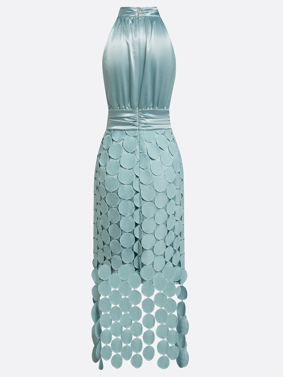 Women's Halterneck Satin & Disc Detail Midi Dress