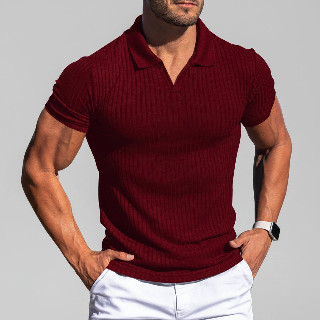 Polo texturé pour homme | Haut en maille ajusté à manches courtes