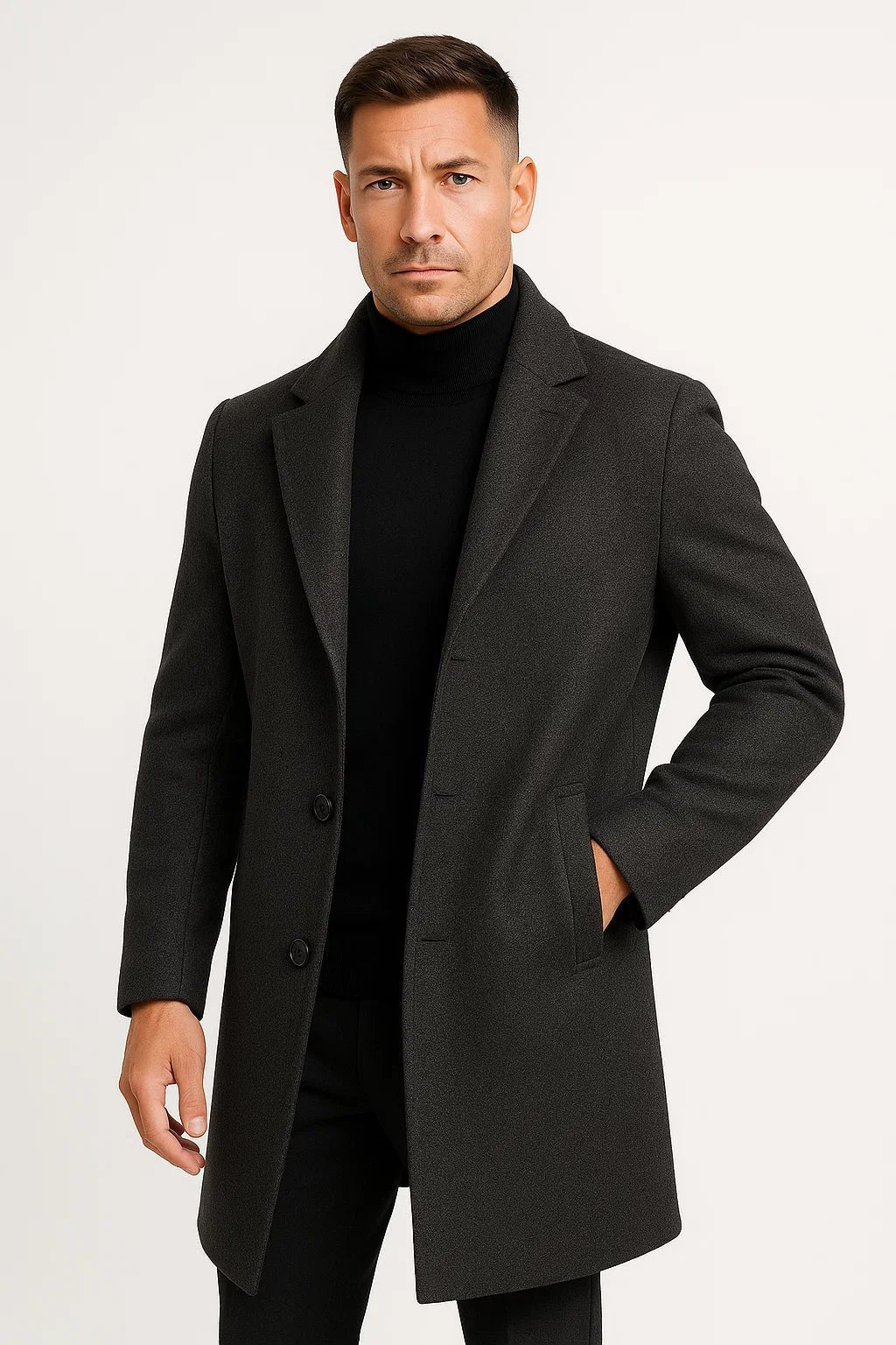 Trench-coat mi-long pour homme | Double boutonnage