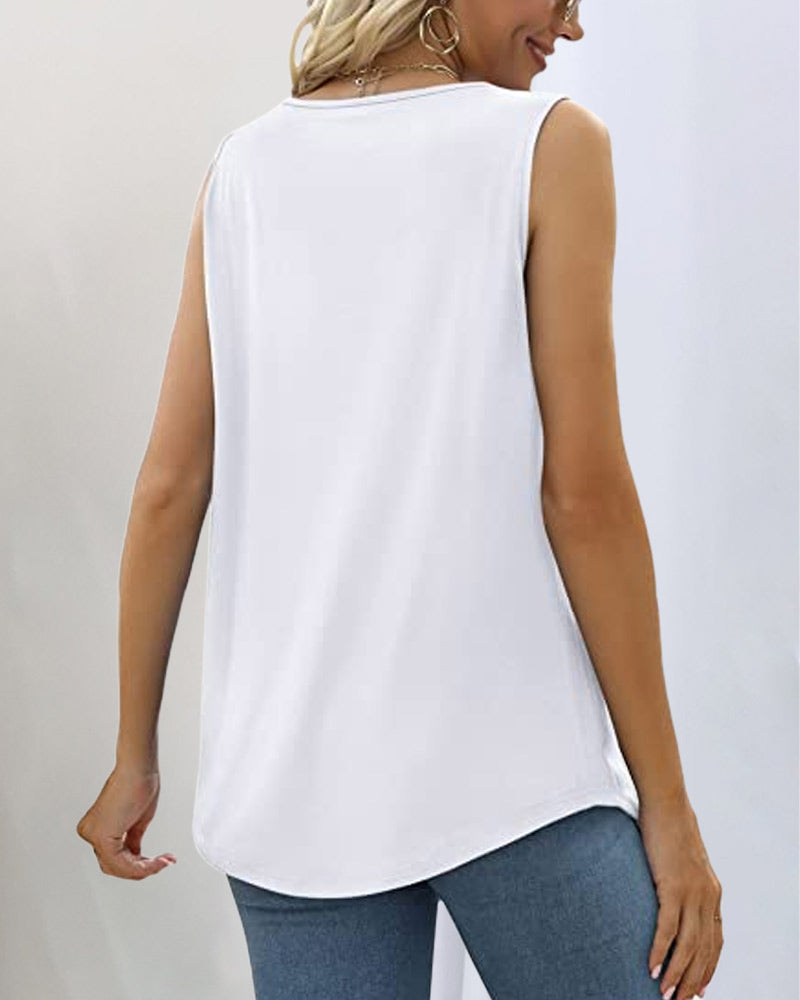 Women's Cotton Blend Square Neck Sleeveless Vest Top