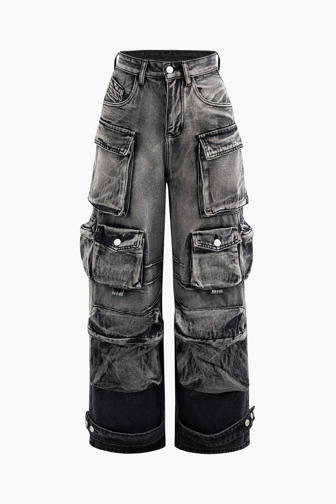 Wide-Leg Cargo Jeans with Multiple Pockets