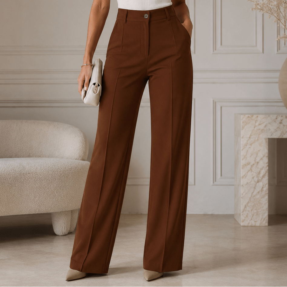 Pantalon de tailleur pour femme à taille haute et jambes larges