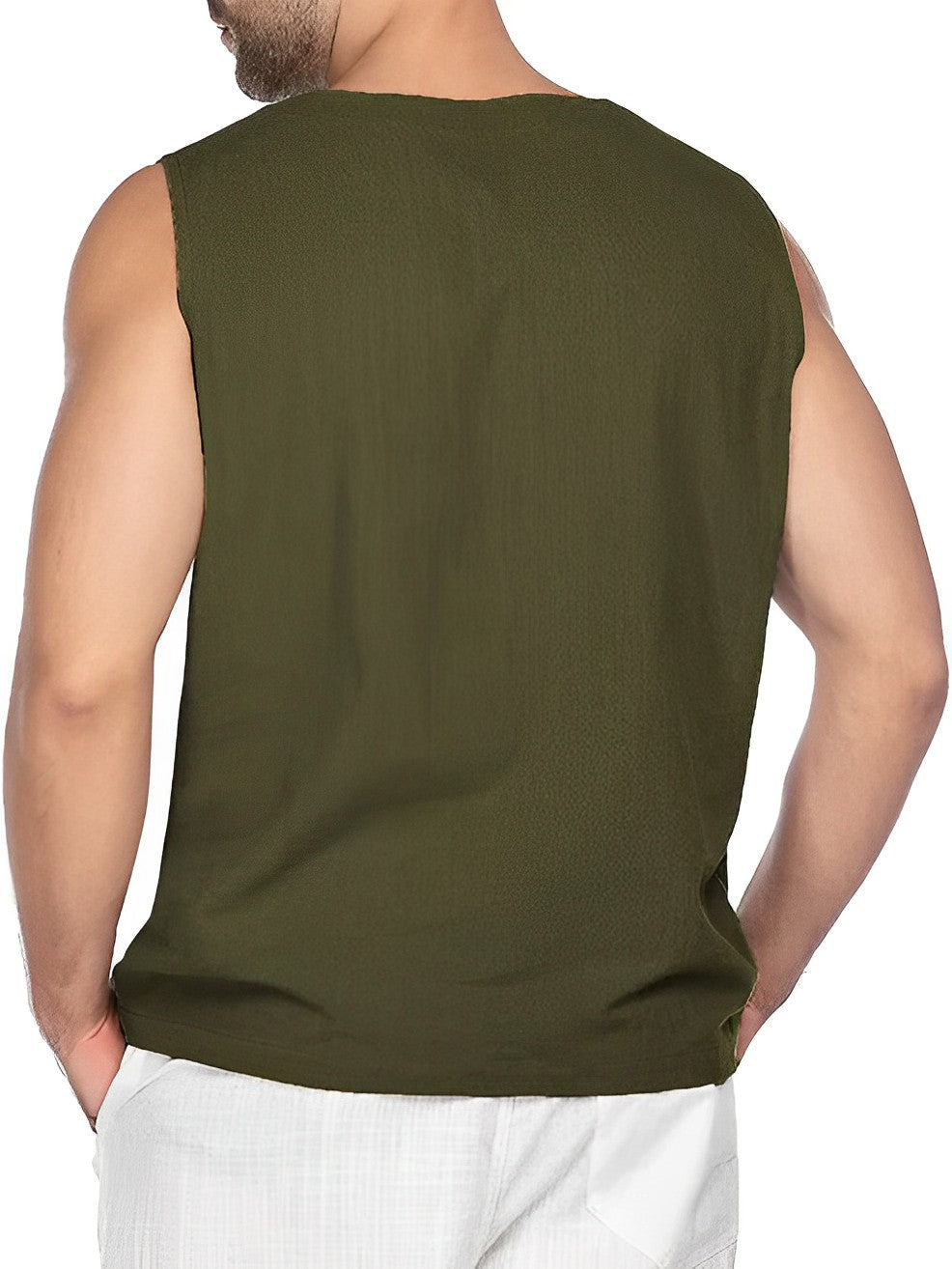 Lace-Up Tank Top with Chest Pocket