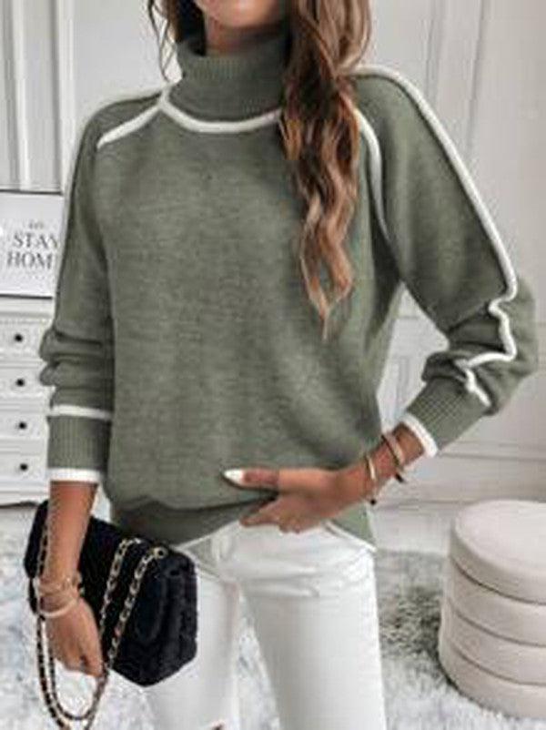 Women’s Roll Neck Contrast Trim Jumper