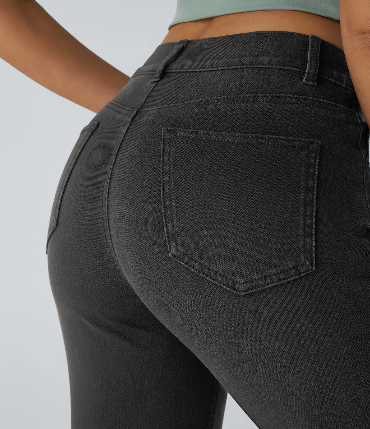 Jean droit avec ceinture élastique à enfiler