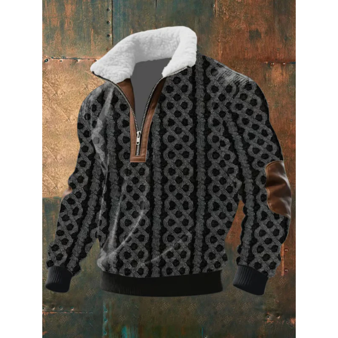 Men’s Sherpa Collar Cable Knit Half-Zip Jumper