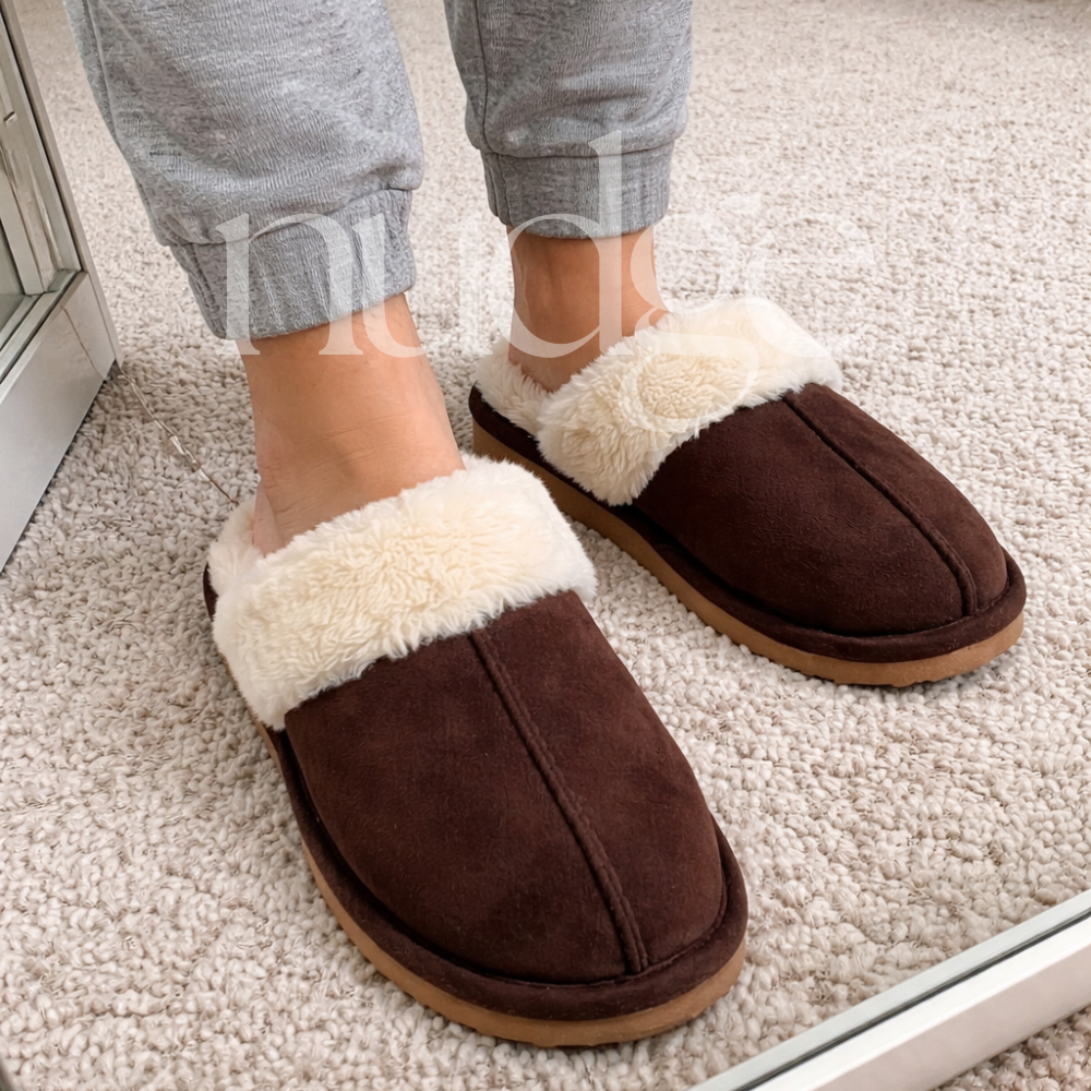 Women's Faux Suede Fur-Lined Slippers