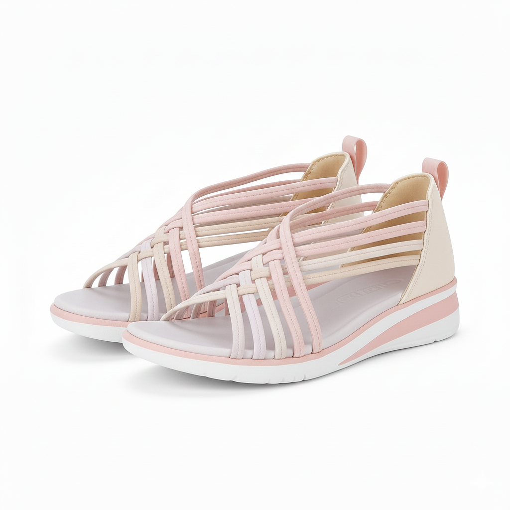 Women's Cushioned Strappy Wedge Sandals
