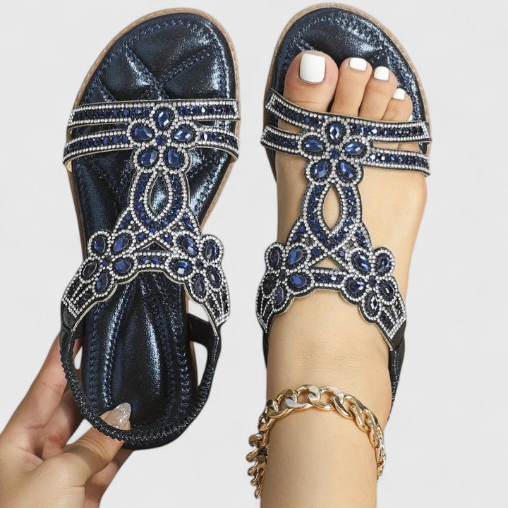 Rhinestone Sandals with Embellished Ankle Strap