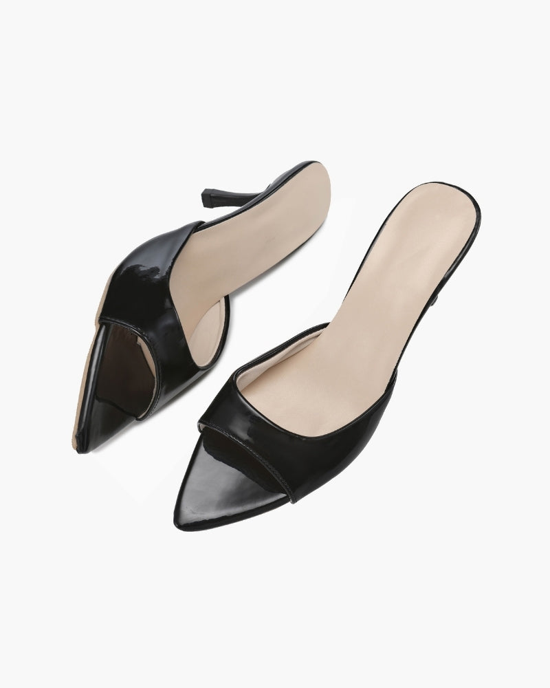 Women's Patent Pointed Toe Mule Heels