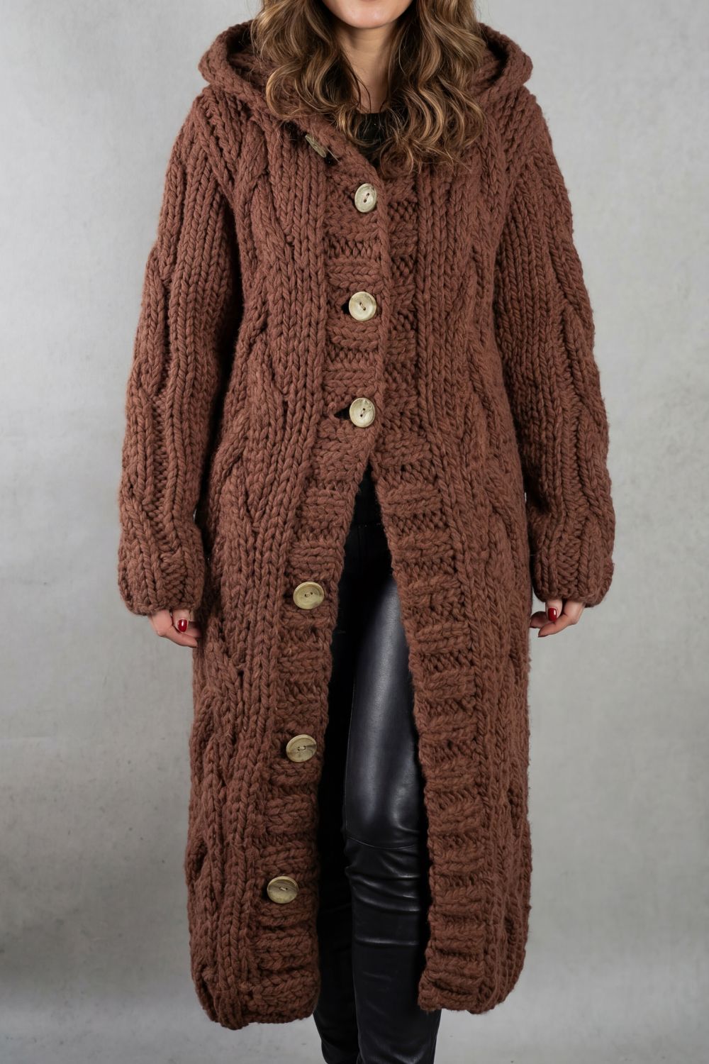 Women’s Chunky Knit Longline Hooded Cardigan