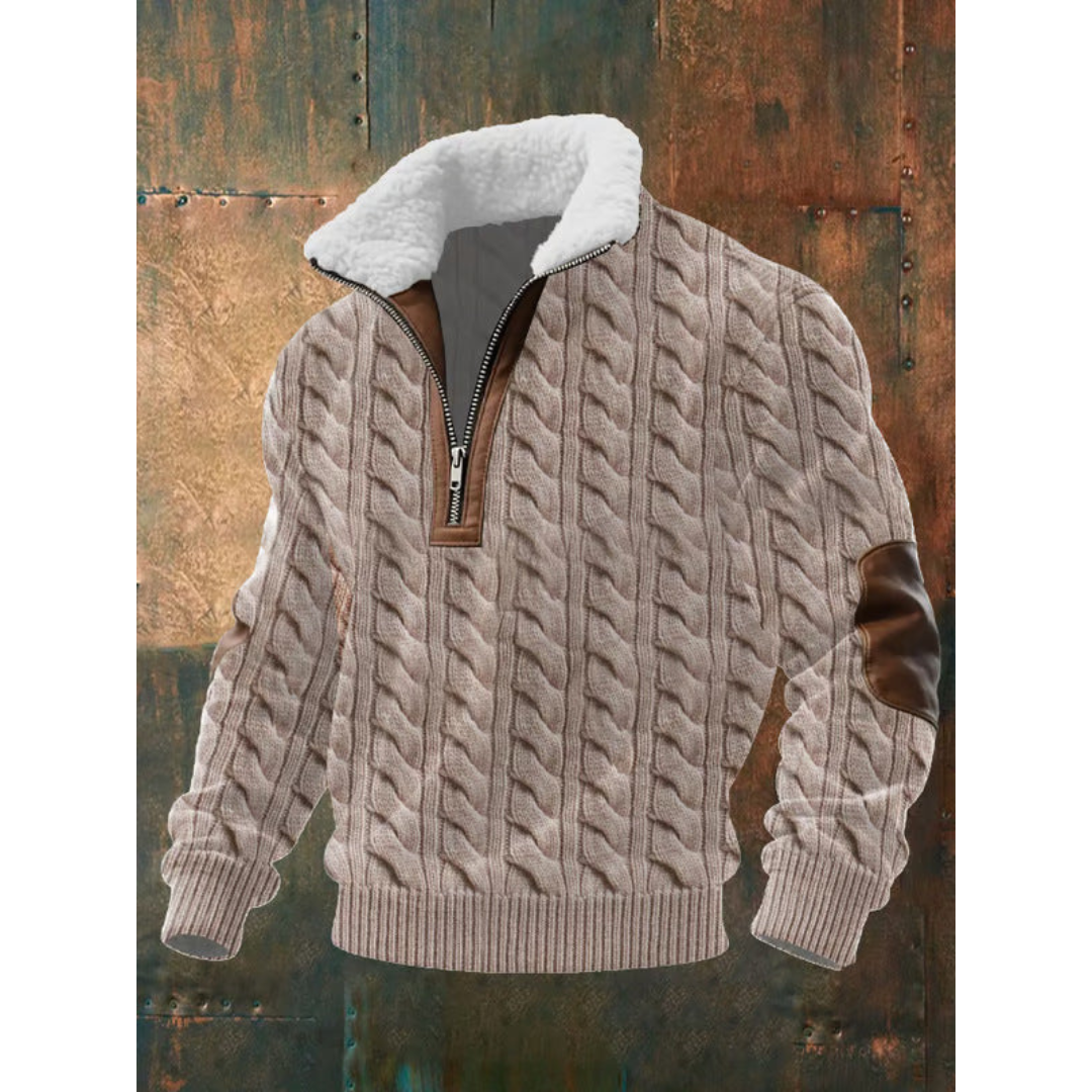 Men’s Sherpa Collar Cable Knit Half-Zip Jumper