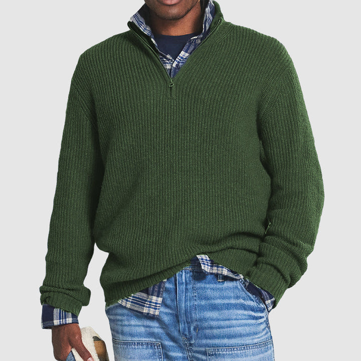 Men’s Ribbed Half-Zip Knitted Jumper