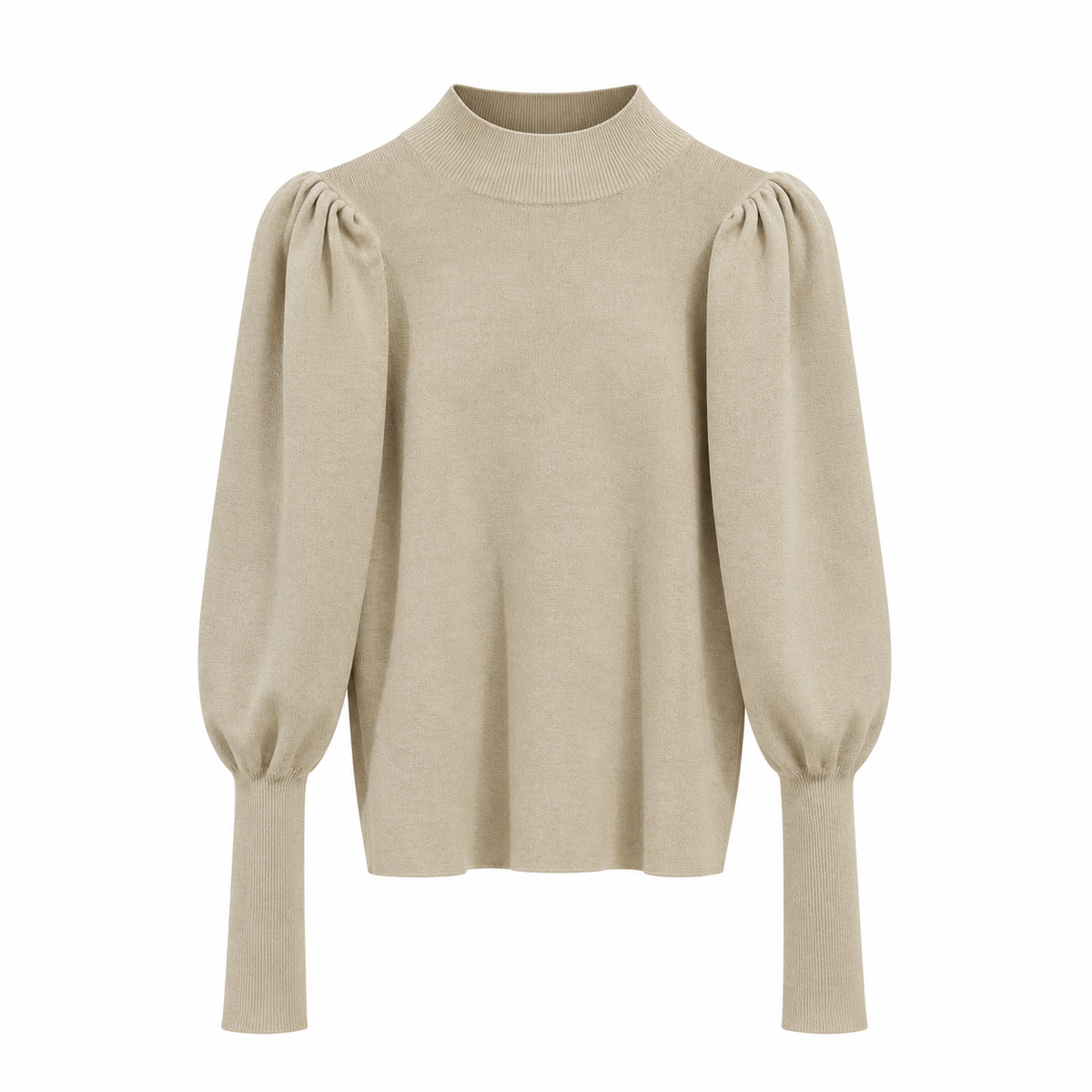 Women's High Neck Jumper with Puff Sleeves