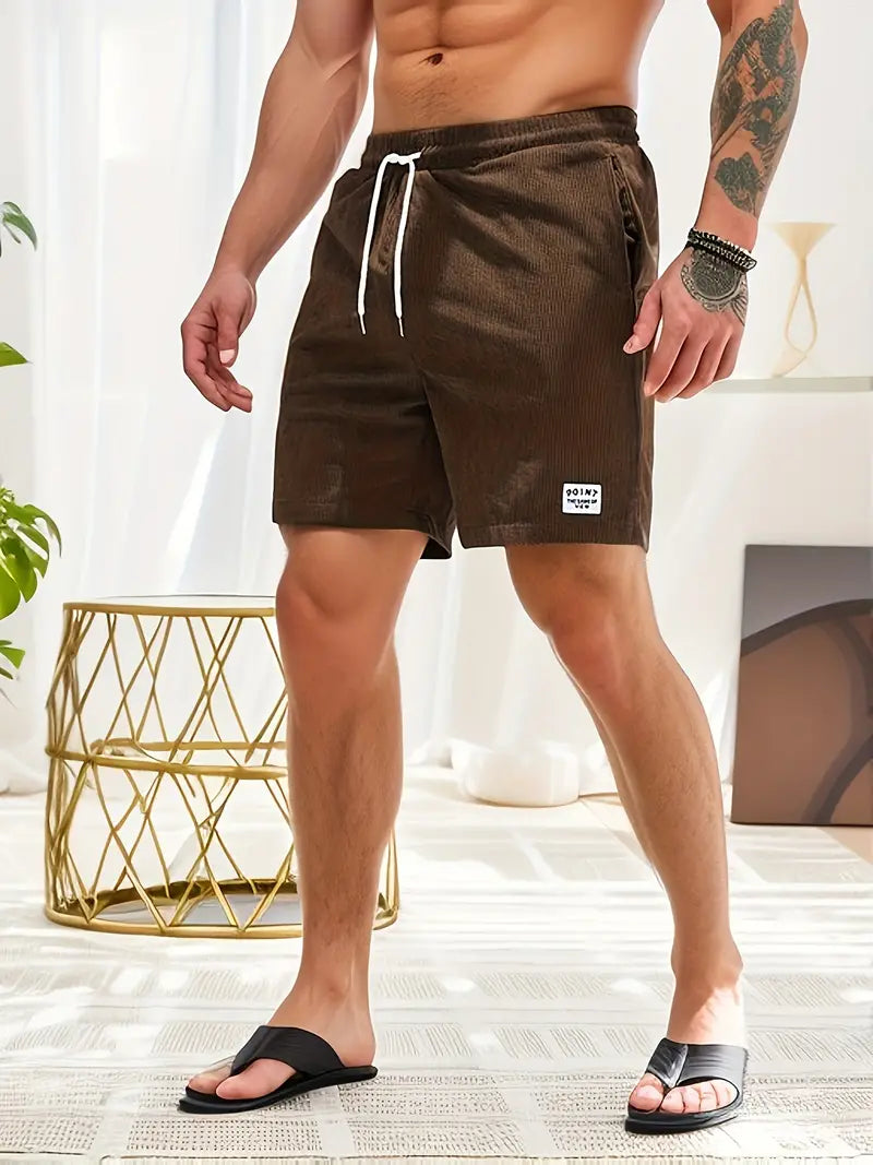 Corduroy Drawstring Shorts with Side Pockets