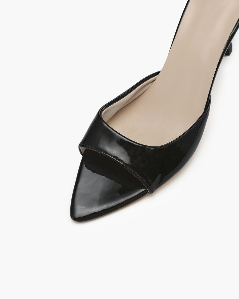 Women's Patent Pointed Toe Mule Heels