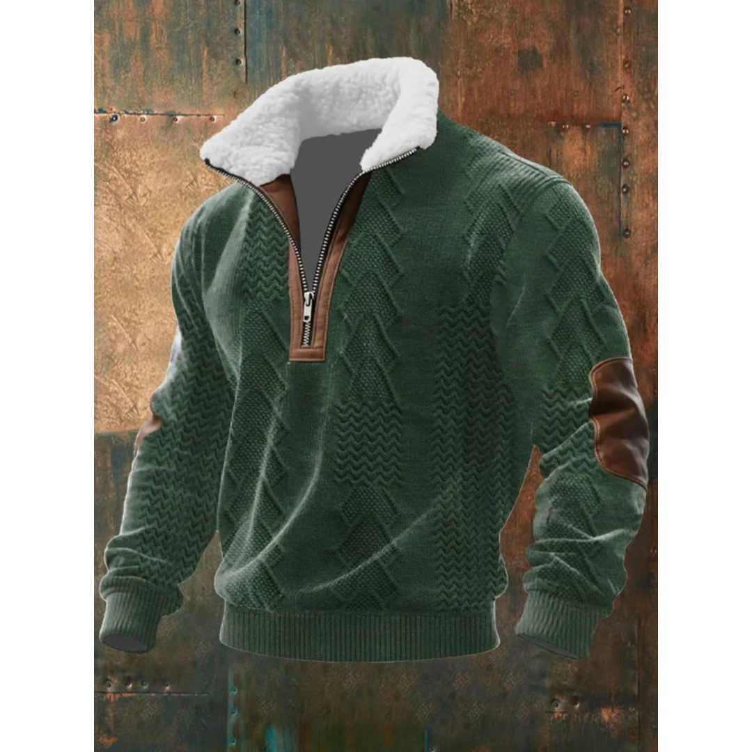 Men’s Sherpa Collar Cable Knit Half-Zip Jumper
