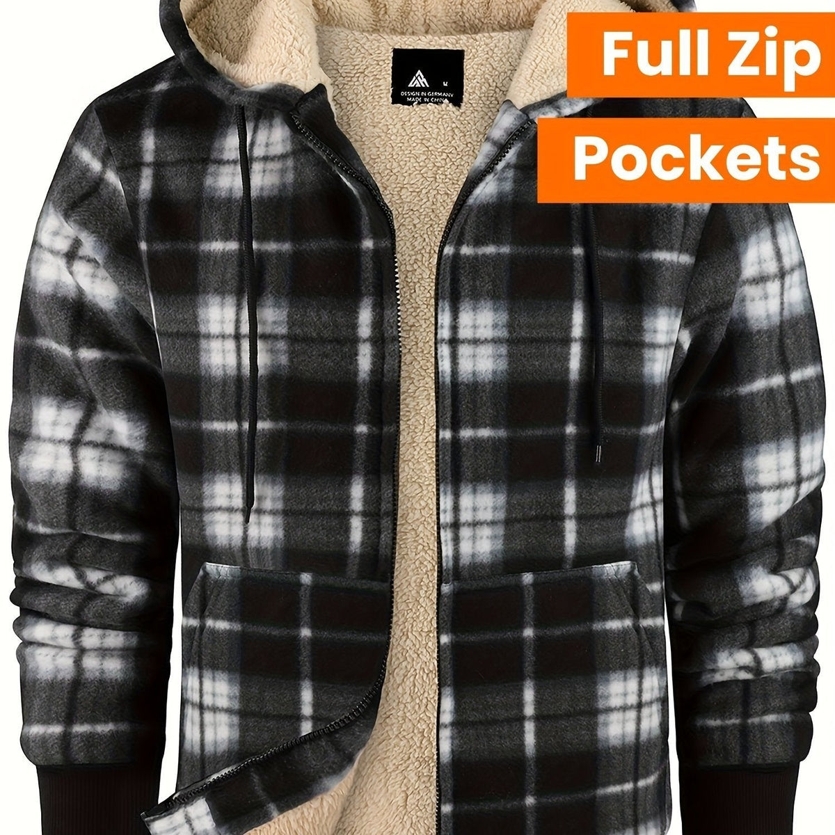 Veste légère zippée à capuche pour femme | Surchemise à carreaux