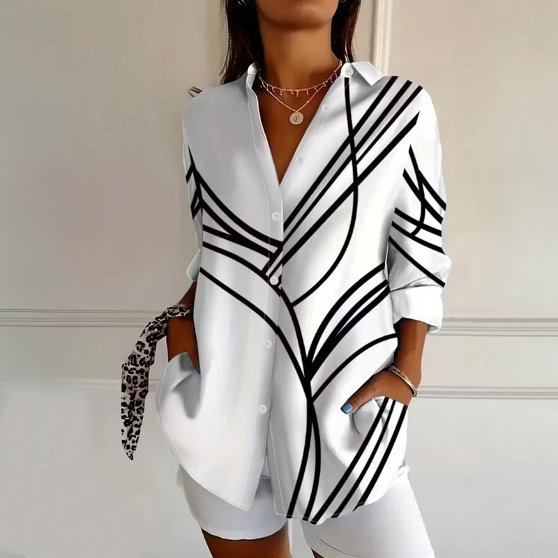 Blouse imprimée boutonnée pour femmes