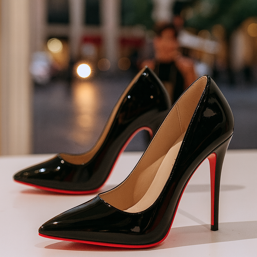 Patent Court Shoes with Pointed Toe and Stiletto Heel