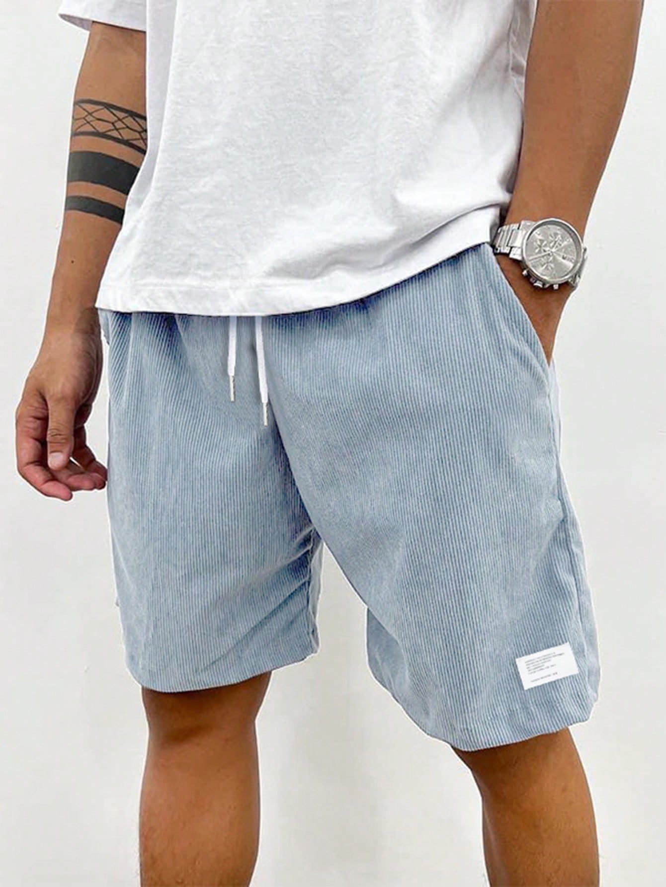 Men's Corduroy Shorts with Drawstring Waist