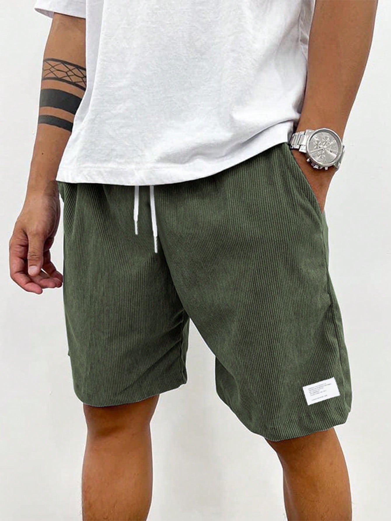 Men's Corduroy Shorts with Drawstring Waist