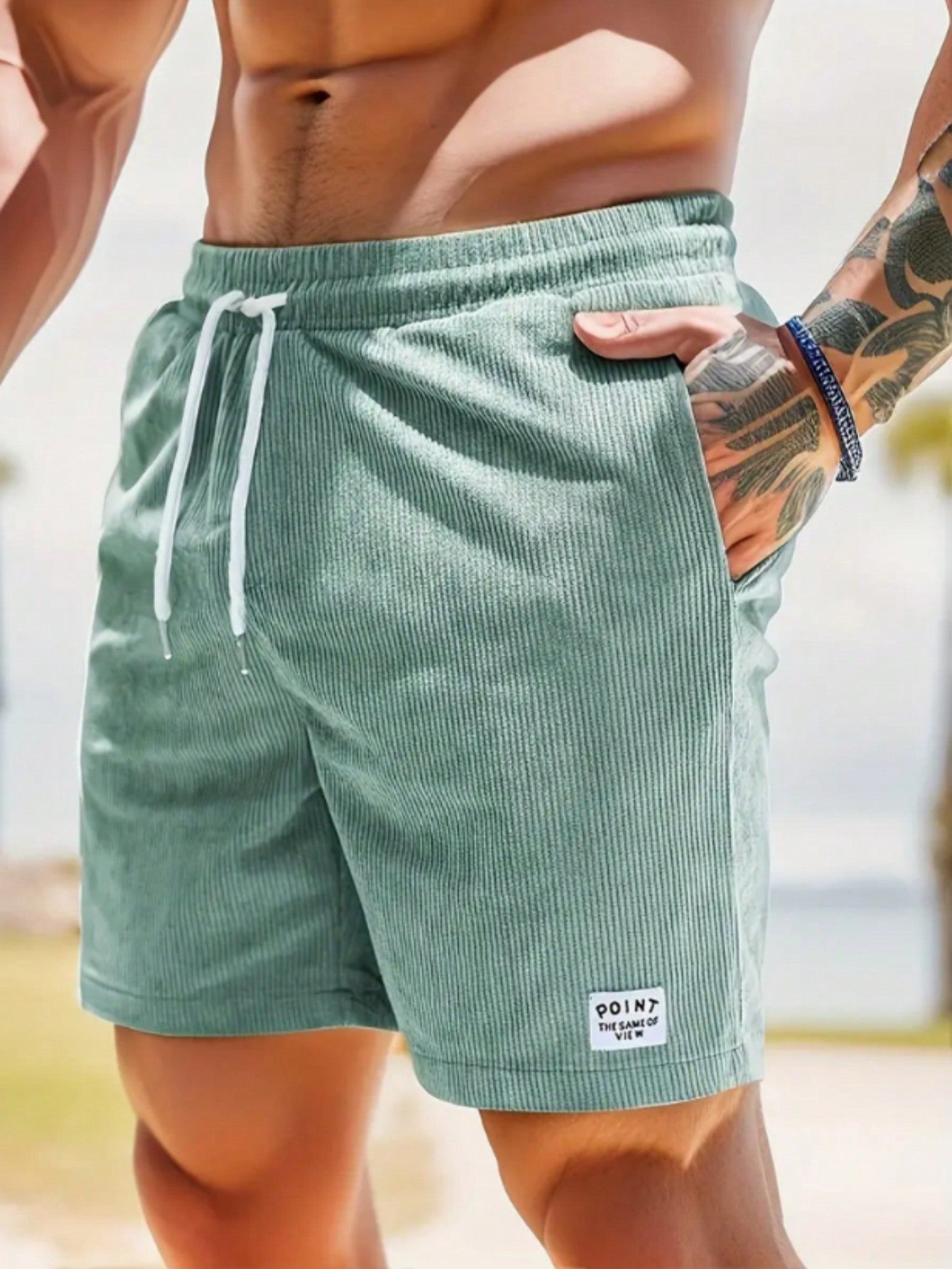 Men's Corduroy Shorts with Drawstring Waist