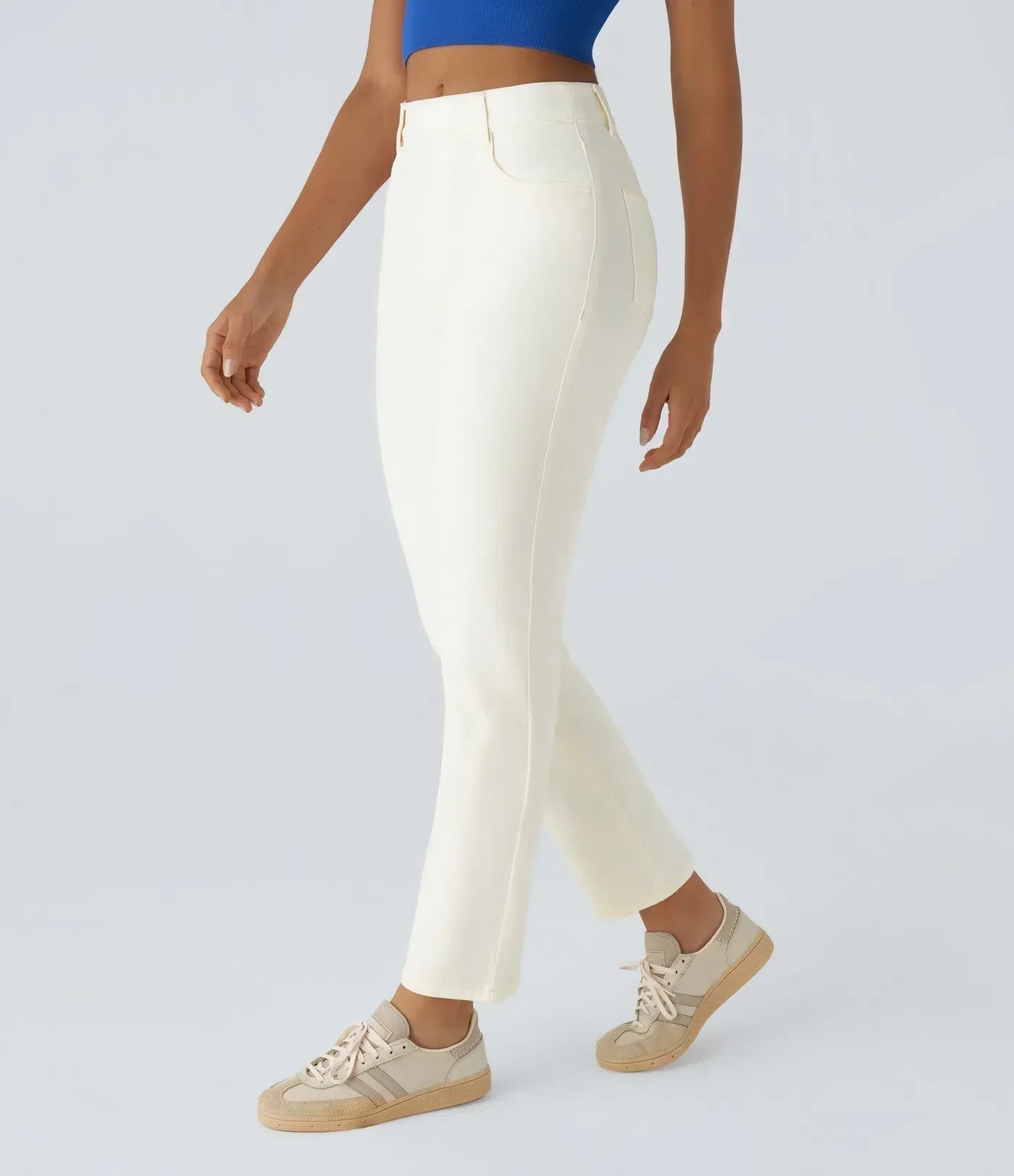Jean droit avec ceinture élastique à enfiler