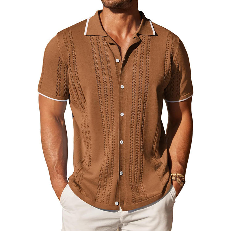 Knitted Polo Shirt with Contrast Collar Trim