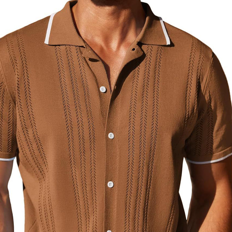 Knitted Polo Shirt with Contrast Collar Trim